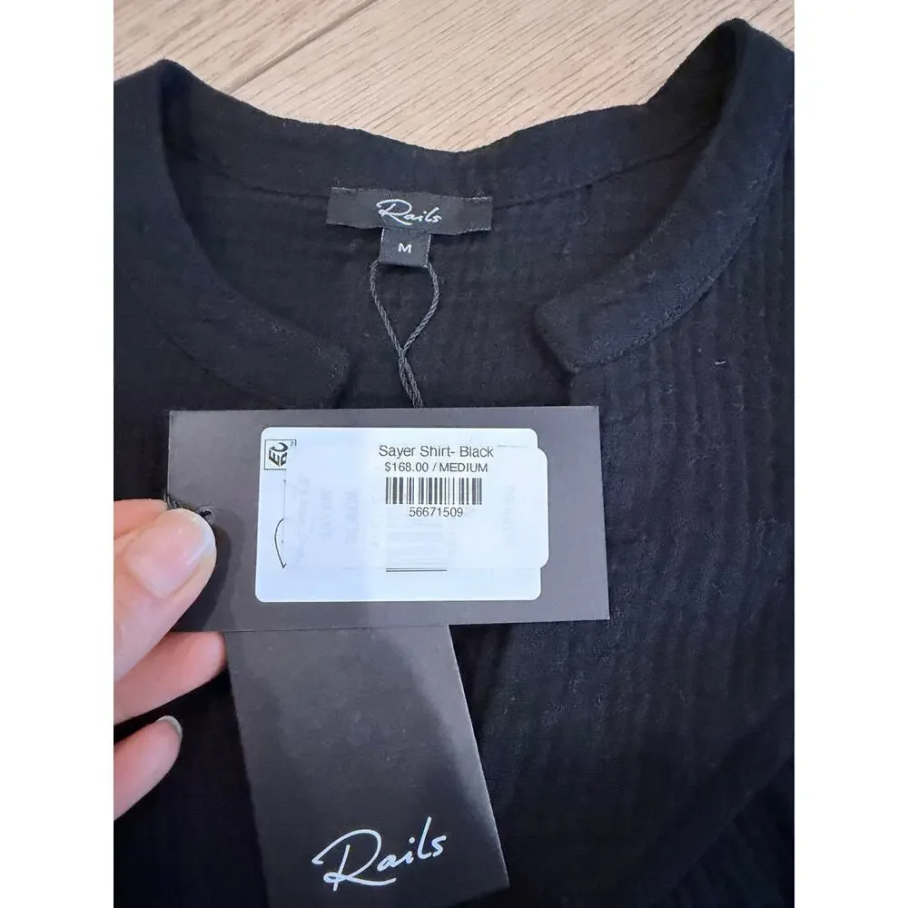 Rails Sayer Shirt Black Medium NWT - Picture 6 of 8